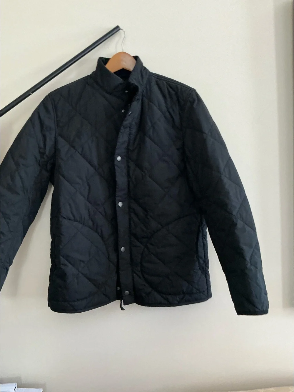 J. Crew Black Quilted Snap-Front Puffer Jacket